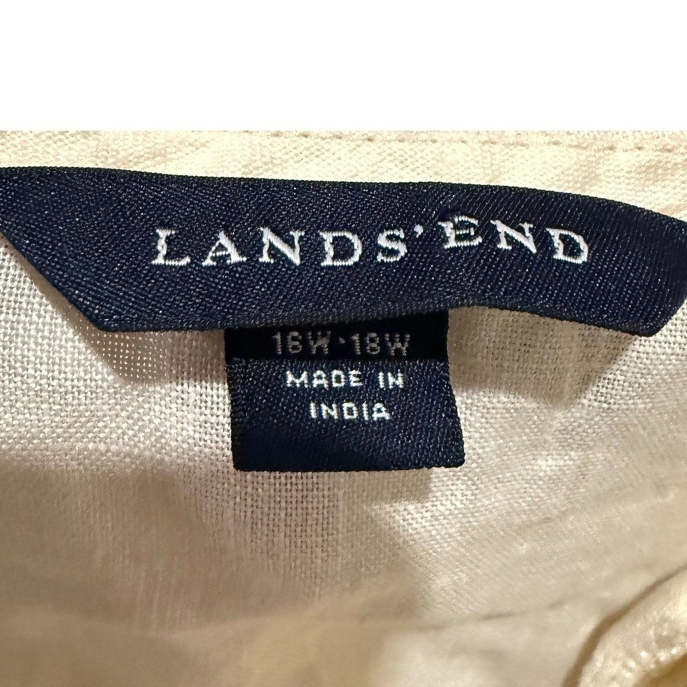 Lands End Linen Tunic Top Plus Size 1X Ivory Beaded Boho Beach Cover Up - Picture 8 of 12